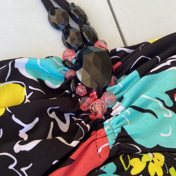 Rampage Halter Tubal Layered Black Floral Top! - Picture 2 of 12